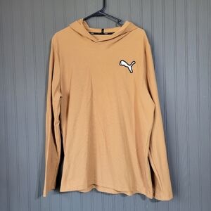 PUMA Captivate Waffle Knit Long Sleeve Hooded Shirt Desert Tan Men's Large